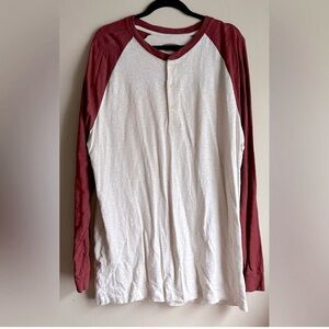 Men's Red and White Long Sleeve Shirt